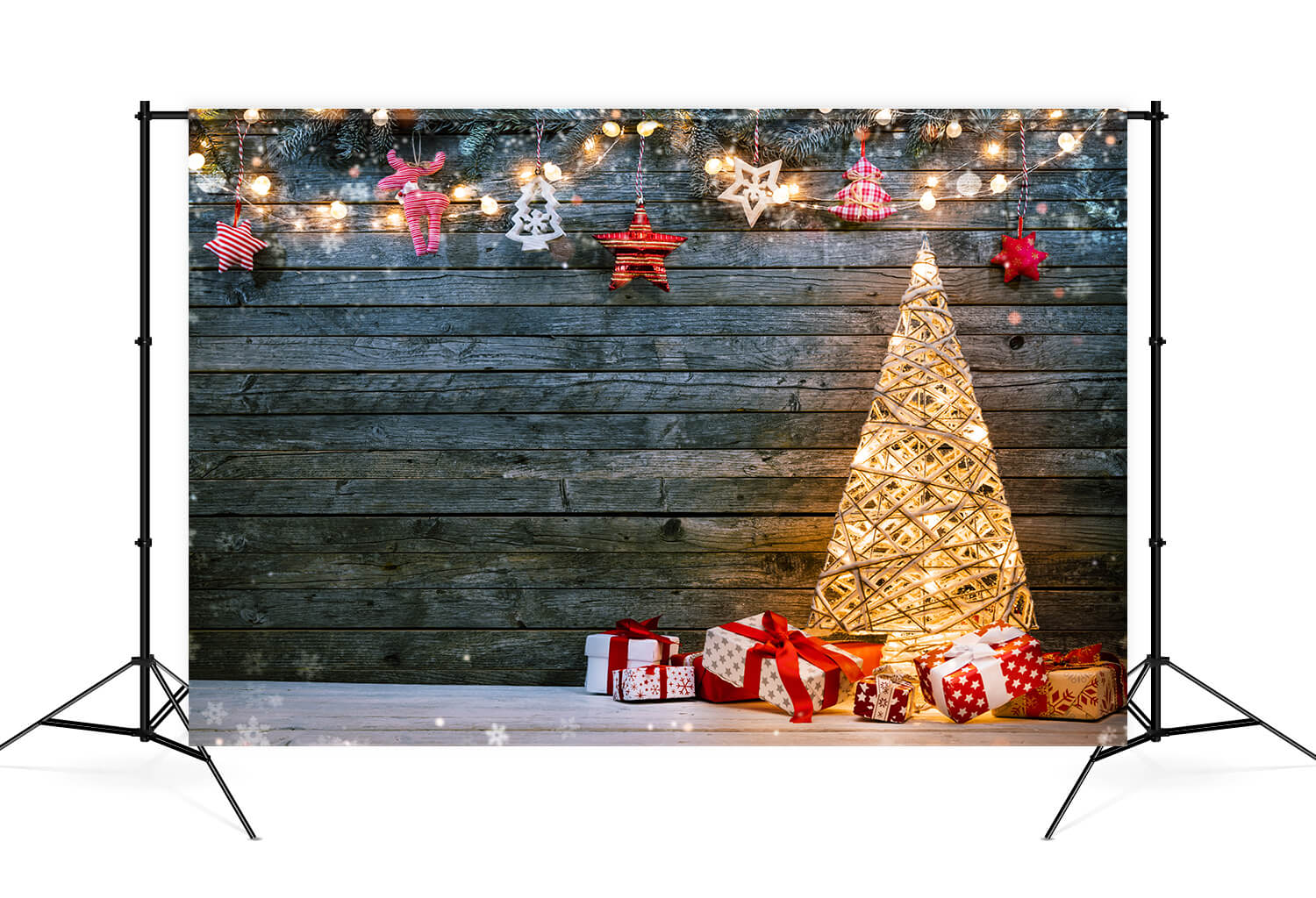 Toile de Fond Décoration de Sapin de Noël Illuminée M9-74