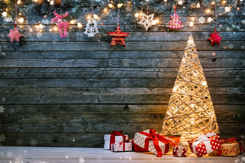 Toile de Fond Décoration de Sapin de Noël Illuminée M9-74