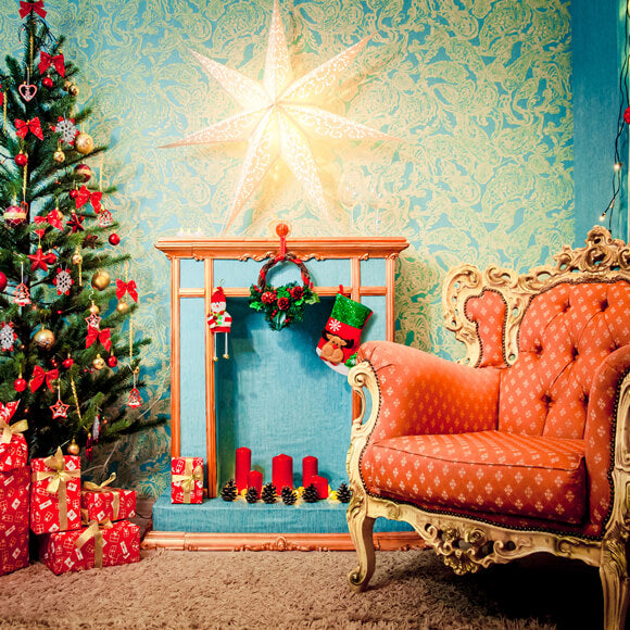 Toile de Fond Arbre de Noël Fauteuil Décor de Vacances M9-79