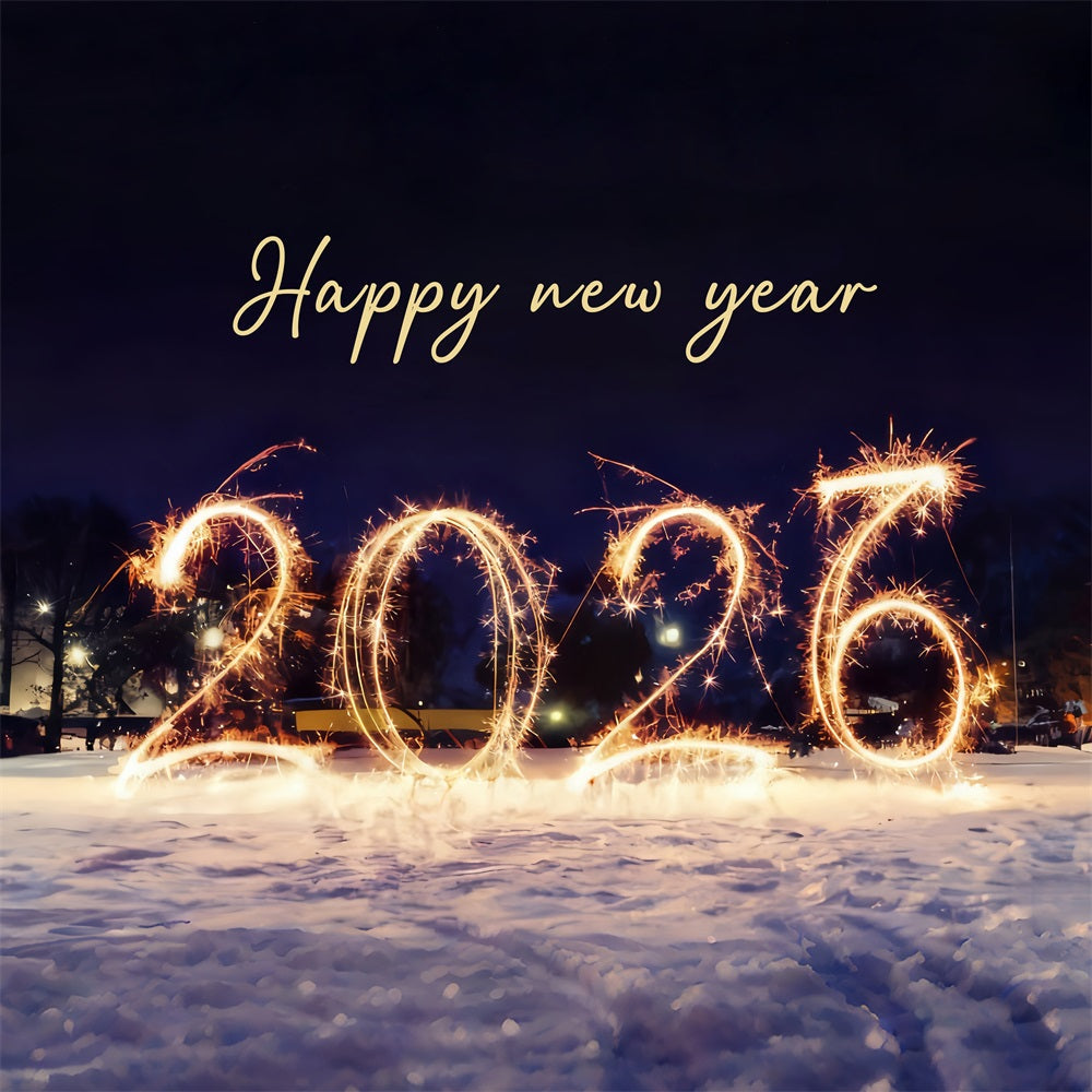Joyeux Nouvel An Toile de fond Nuit étincelante Feux d'artifice Chiffres Toile de fond du Nouvel An MRR10-2