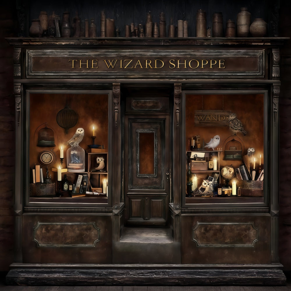 Fond d'Halloween Magique Boutique de sorcier Vitrine Fond photo d'Halloween MRR10-23