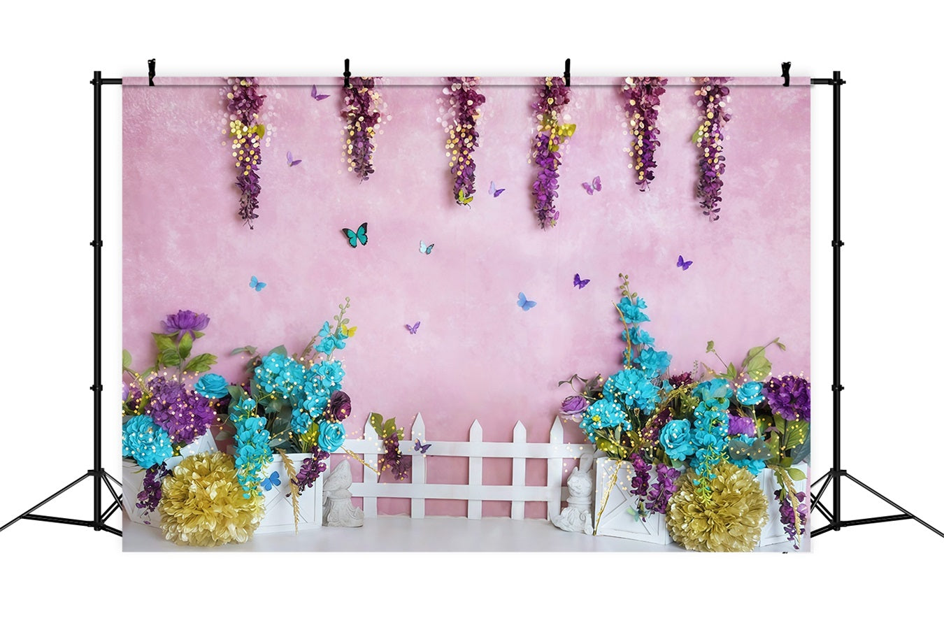 Toiles de fond pour gâteaux d'anniversaire Toile de fond printemps jardin papillons MRR10-34