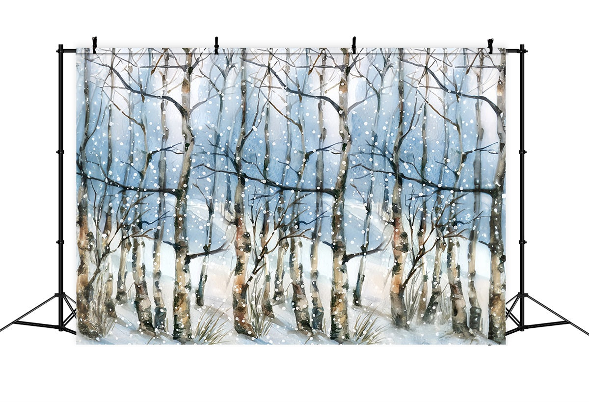 Toile de fond forêt hivernale Toile de fond forêt enchantée arbres enneigés MRR10-35