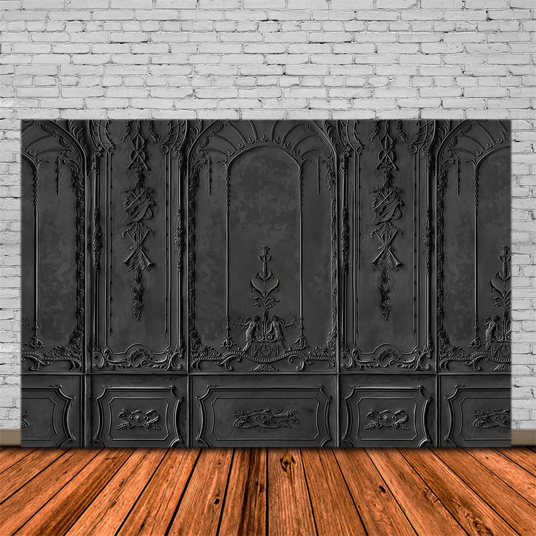 Fond vintage Mur vintage noir orné Fond mural rétro MRR10-38