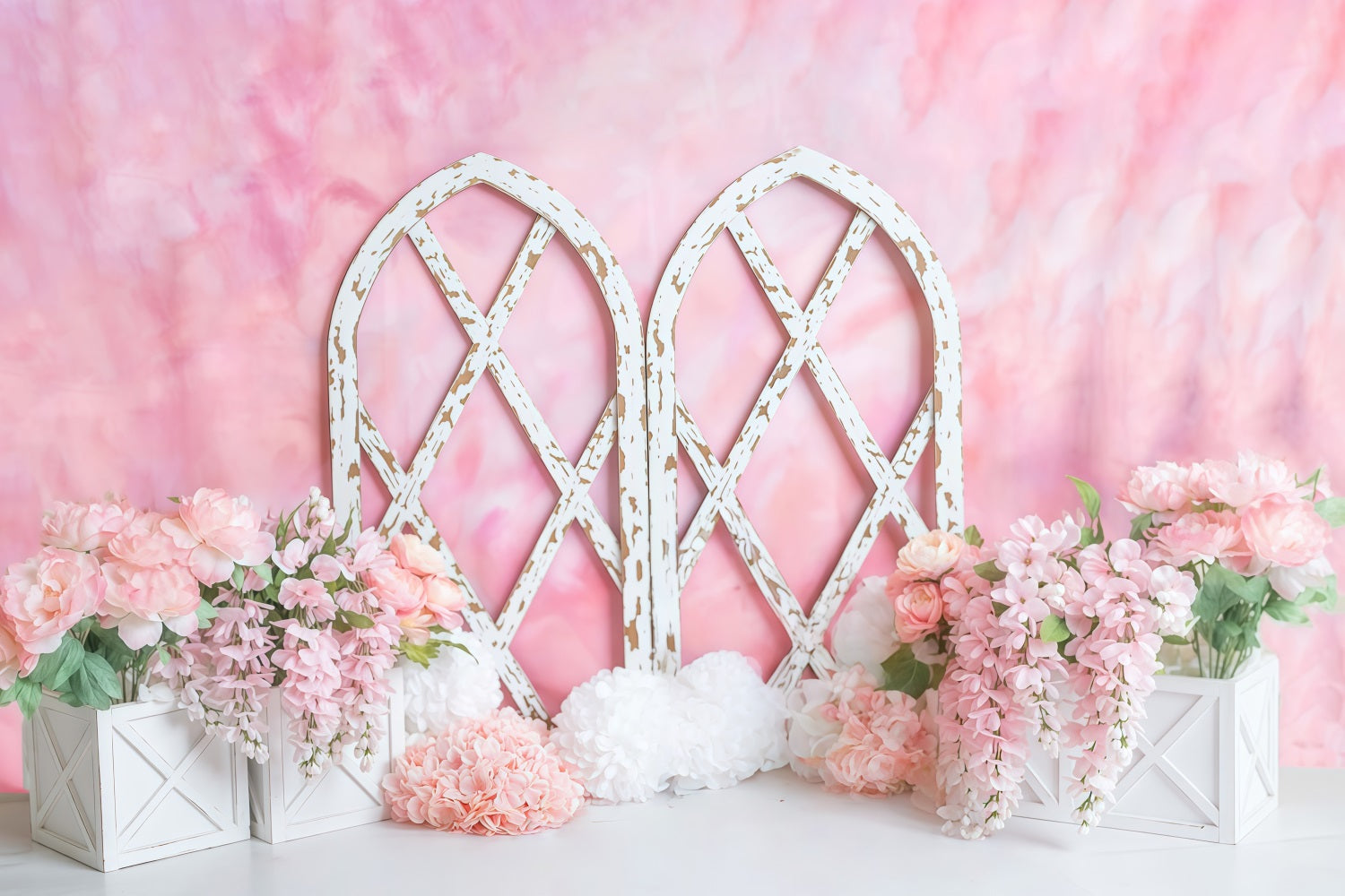 Fond pour nouveau-né Arche florale rose Fleurs Fonds pour enfants MRR10-40