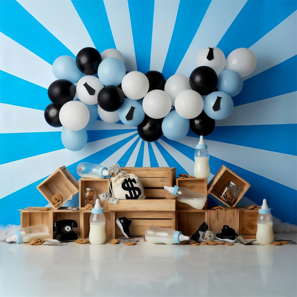 Fond pour cake smash Thème argent bébé Fond d'anniversaire MRR10-47