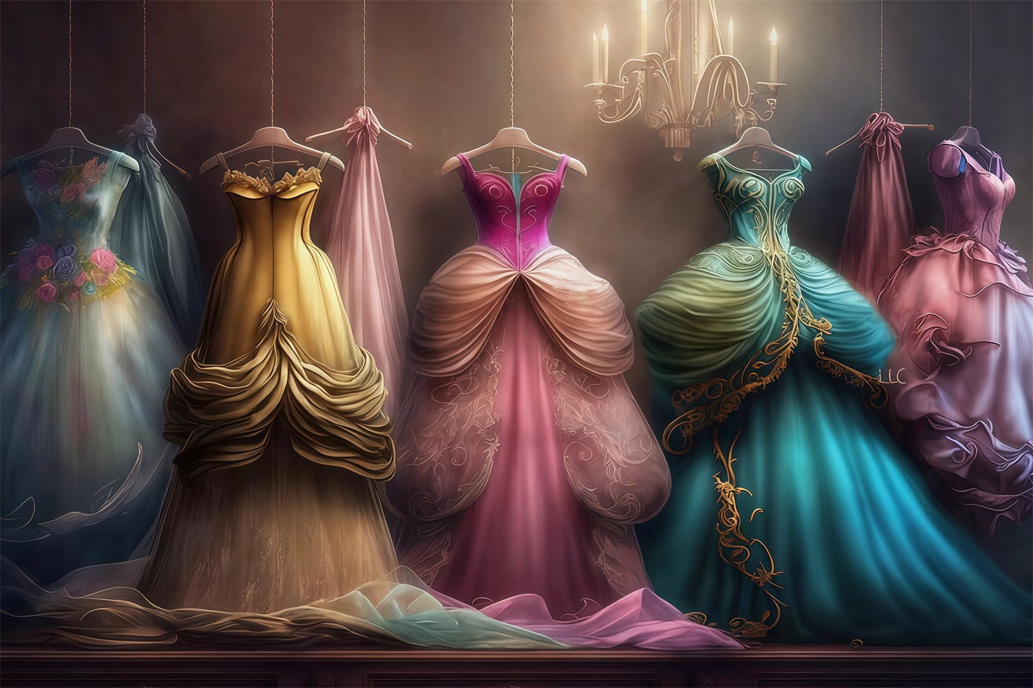 Fond vintage Robes de princesse Placard élégant Fond rétro MRR10-58