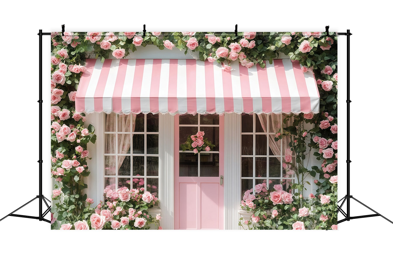 Fond photo pour la Saint-Valentin Rose rose Cottage Façade Fond pour la Saint-Valentin MRR11-107