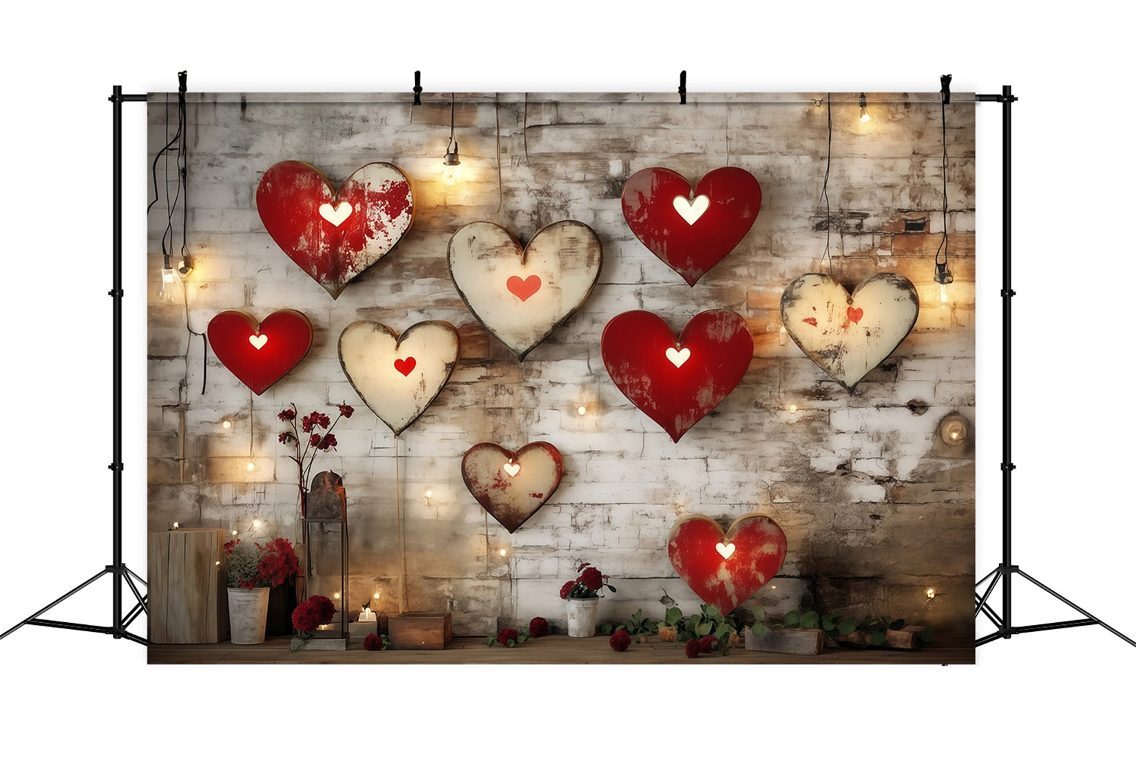 Fond pour la Saint-Valentin Cœurs Fond rustique en métal Cœur mural Fonds pour la Saint-Valentin MRR11-108