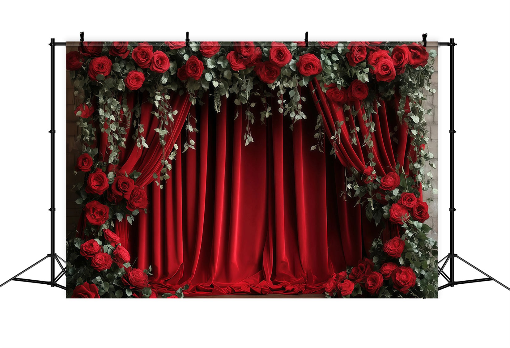 Toile de fond pour photos de Saint-Valentin Rideau rouge Fleurs Toile de fond pour la Saint-Valentin MRR11-112