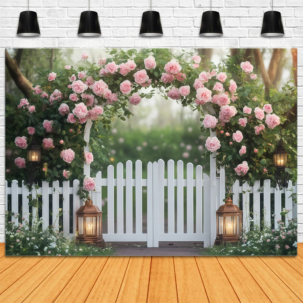 Toile de fond pour photomaton de Saint-Valentin Jardin de roses roses Fleurs Toile de fond pour la Saint-Valentin MRR11-113