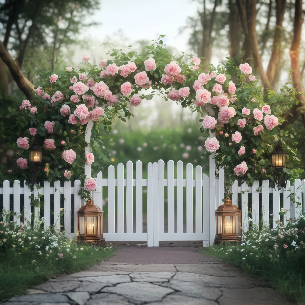 Toile de fond pour photomaton de Saint-Valentin Jardin de roses roses Fleurs Toile de fond pour la Saint-Valentin MRR11-113