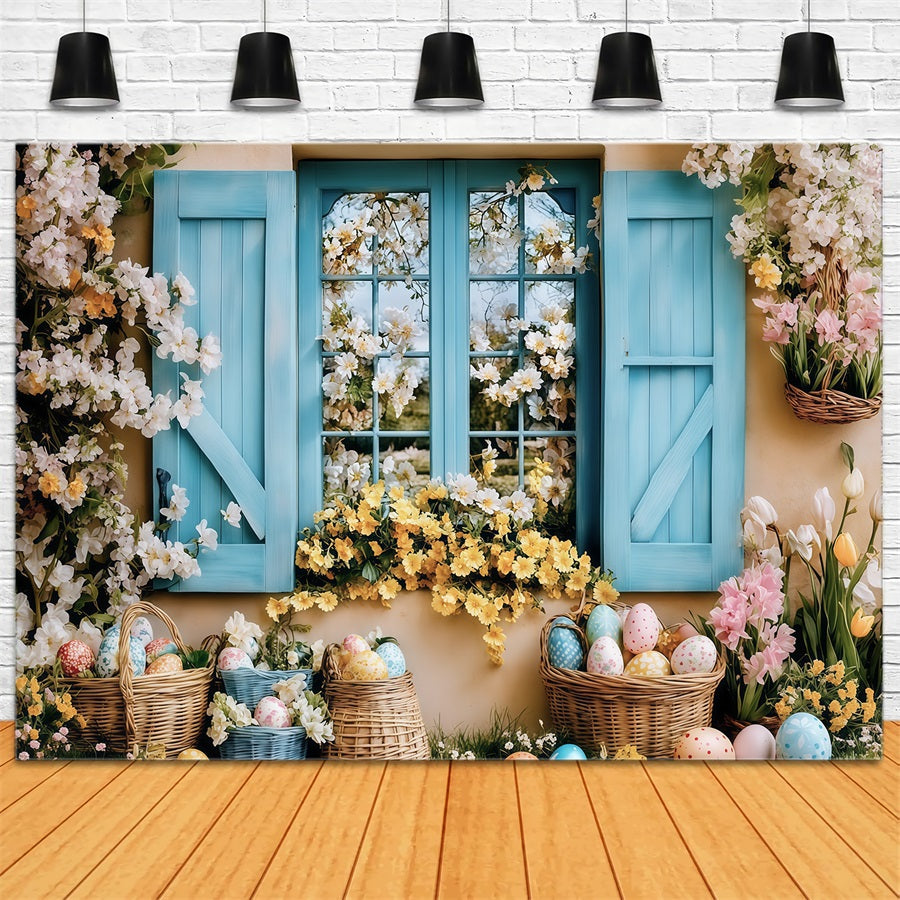 Toile de fond photo de Pâques Jardin fleuri Toile de fond œufs de Pâques MRR11-72