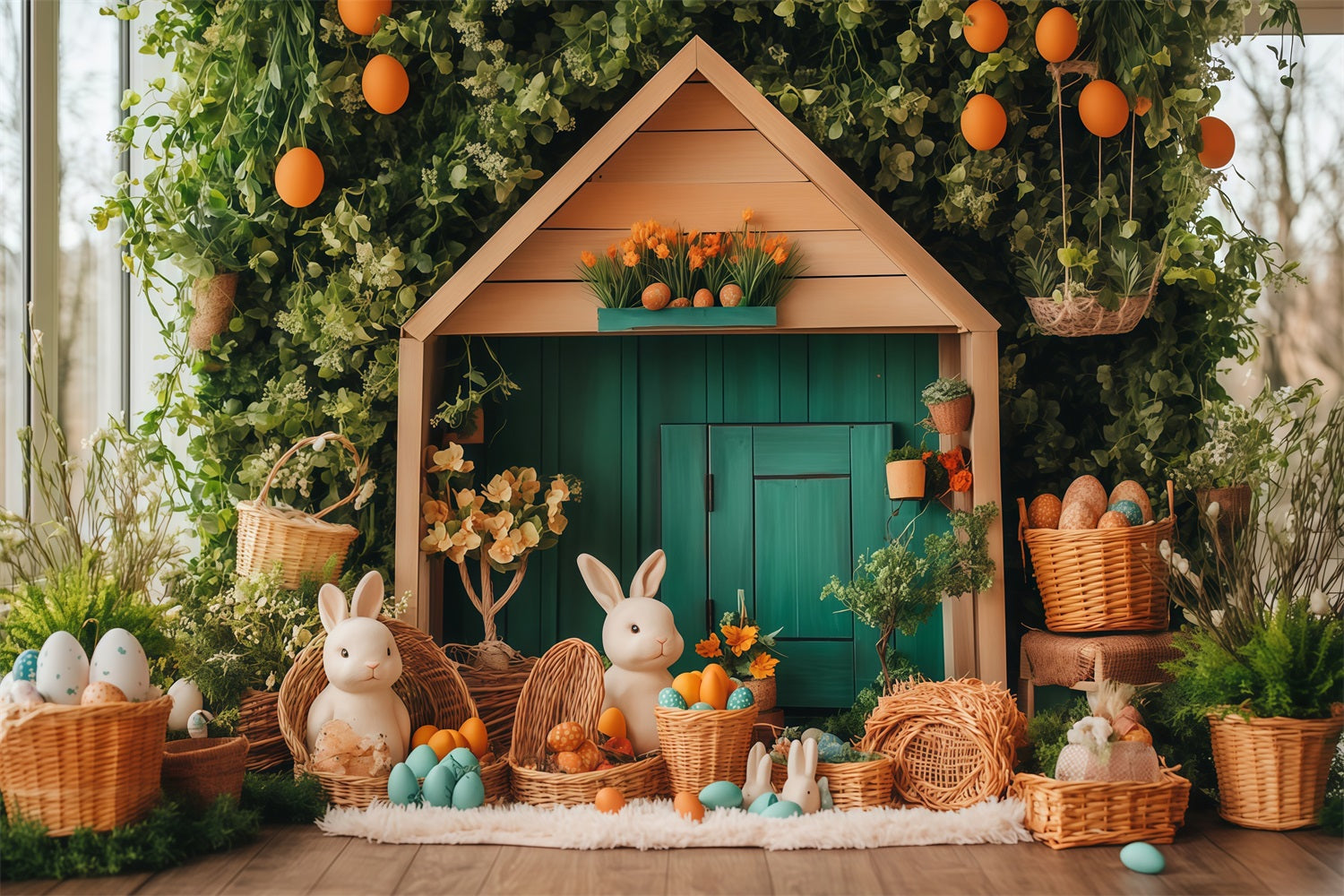 Toiles de fond pour Pâques Toile de fond pastel pour photomaton avec lapin MRR11-85