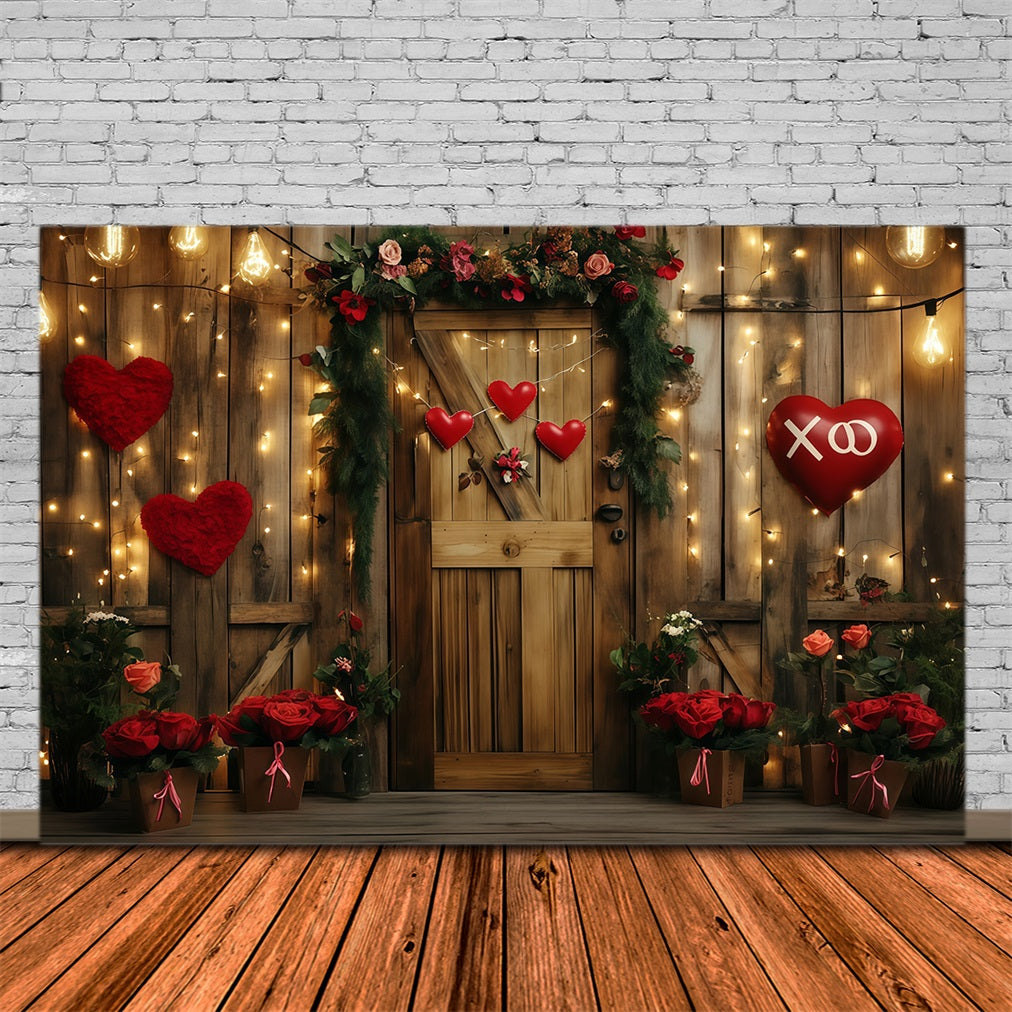 Fond de Saint-Valentin Porte florale rustique cœur Fond de Saint-Valentin MRR11-96