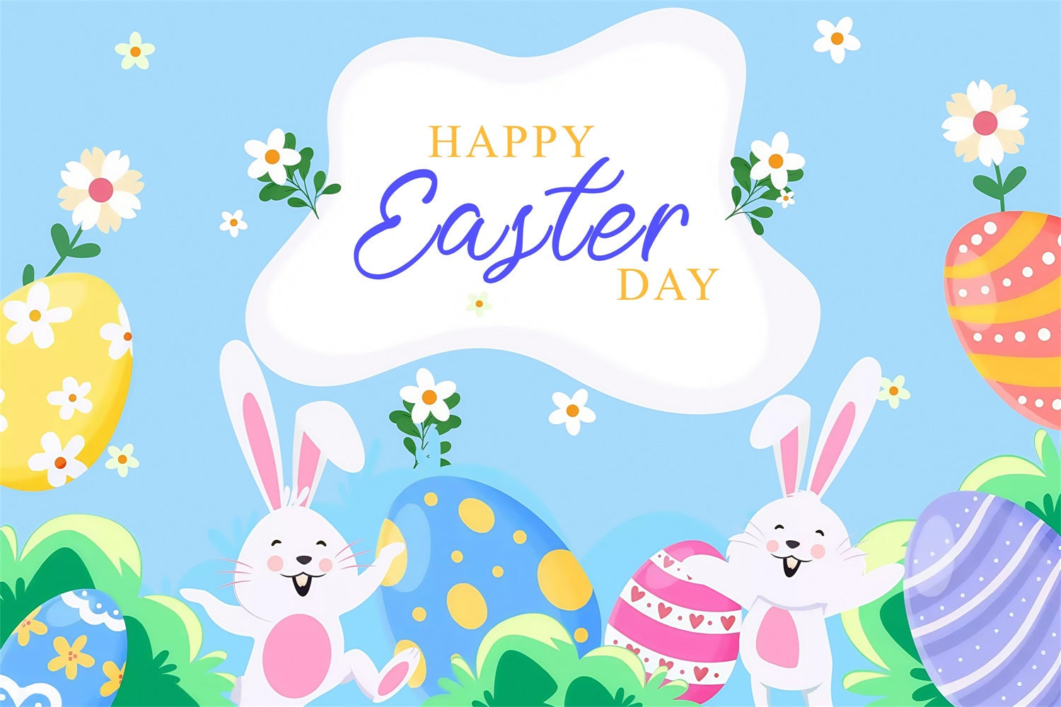 Toile de fond Déco Pâques Lapin Joyeux Chasse aux Œufs Personnalisée MRR3-122