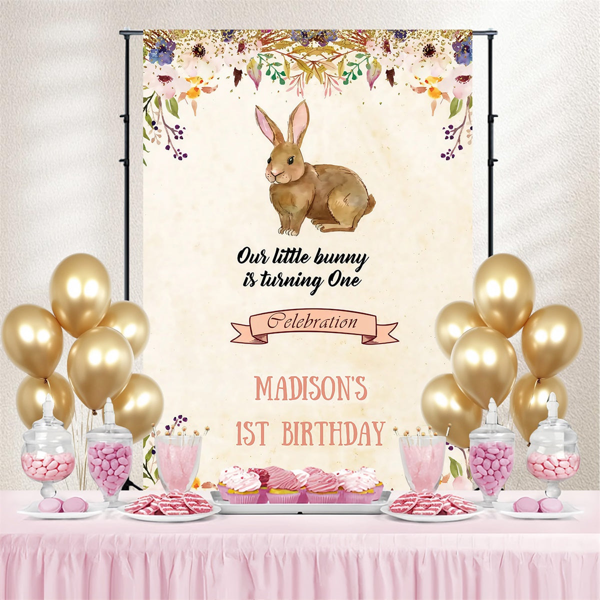 Toile de fond Photo Pâques Lapin Aquarelle Élégant Personnalisée MRR3-136