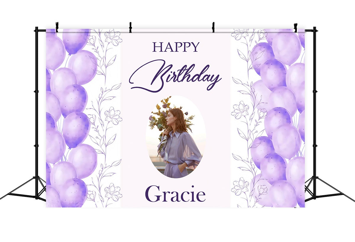 Toile de fond Deco Anniversaire Rêve Ballons Violets MRR3-14