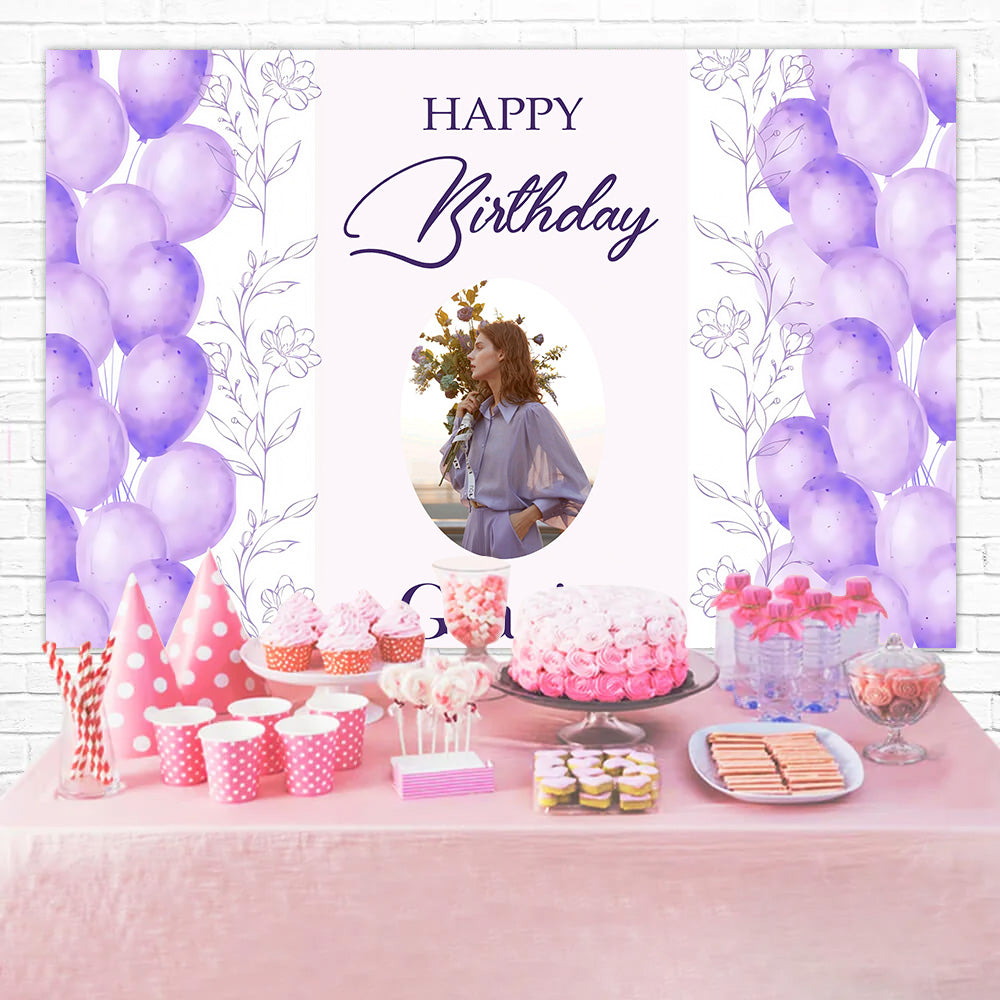 Toile de fond Deco Anniversaire Rêve Ballons Violets MRR3-14