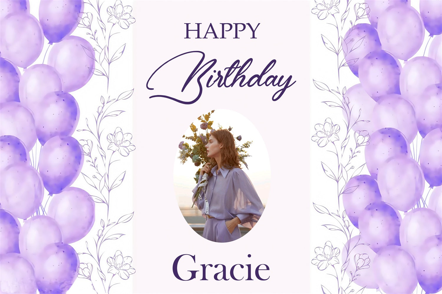 Toile de fond Deco Anniversaire Rêve Ballons Violets MRR3-14