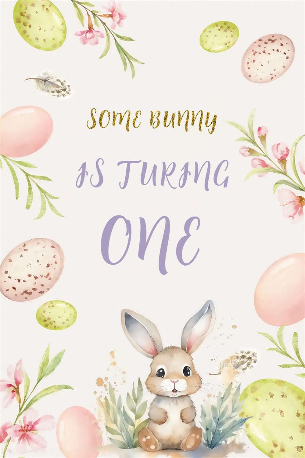 Toile de fond Déco Pâques Lapin Doux Fleurs Fête Personnalisée MRR3-140