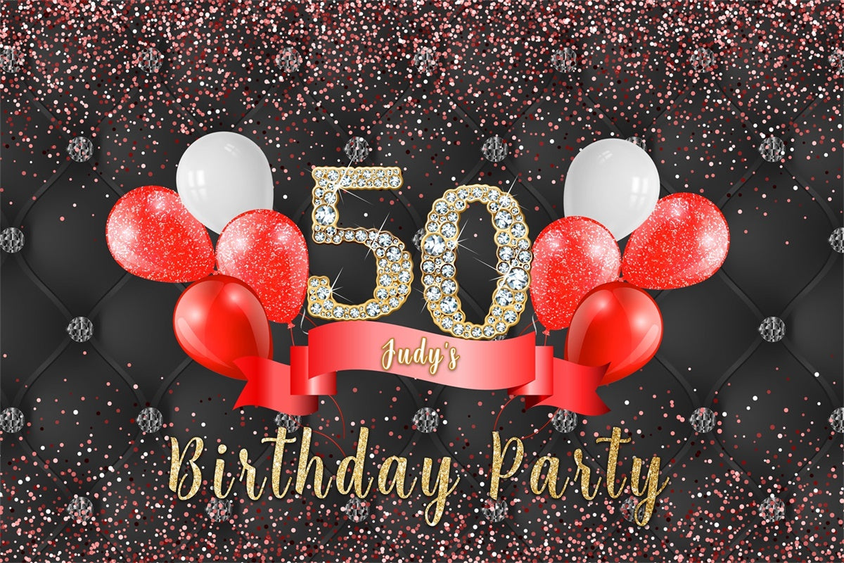 Toile de fond Deco Anniversaire Personnalisé Ballons Diamants Scintillants MRR3-153