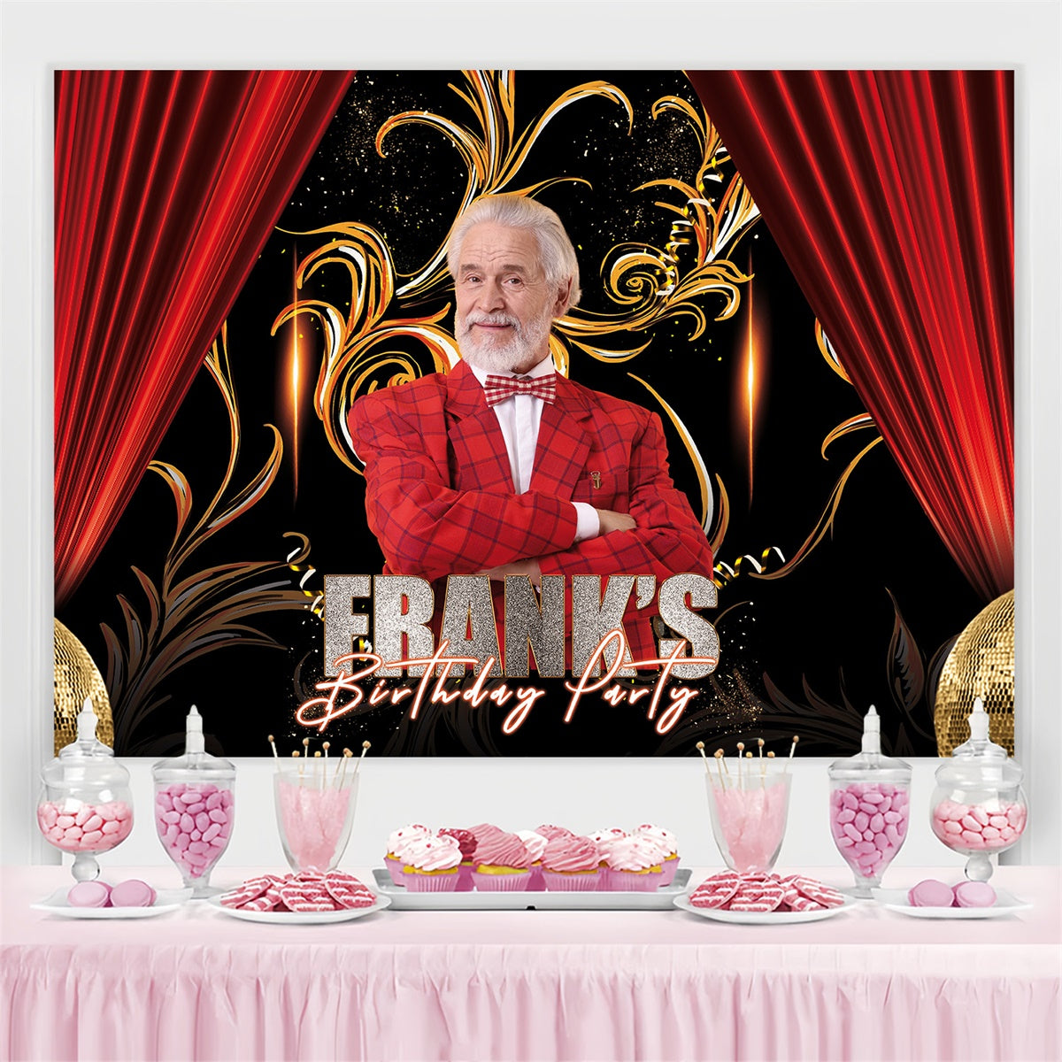 Toile de fond Anniversaire Personnalisé Homme Vintage Classe Fête MRR3-156