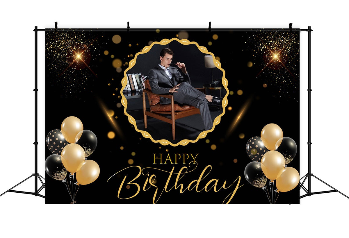 Toile de fond Photo Anniversaire Luxe Noir Or MRR3-16