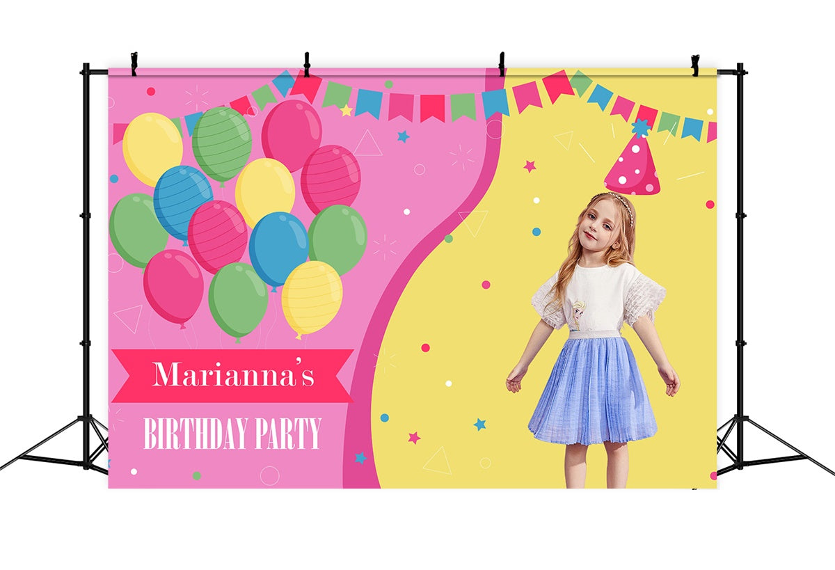 Toile de fond Anniversaire Personnalisé Ballons Colorés Fête MRR3-18