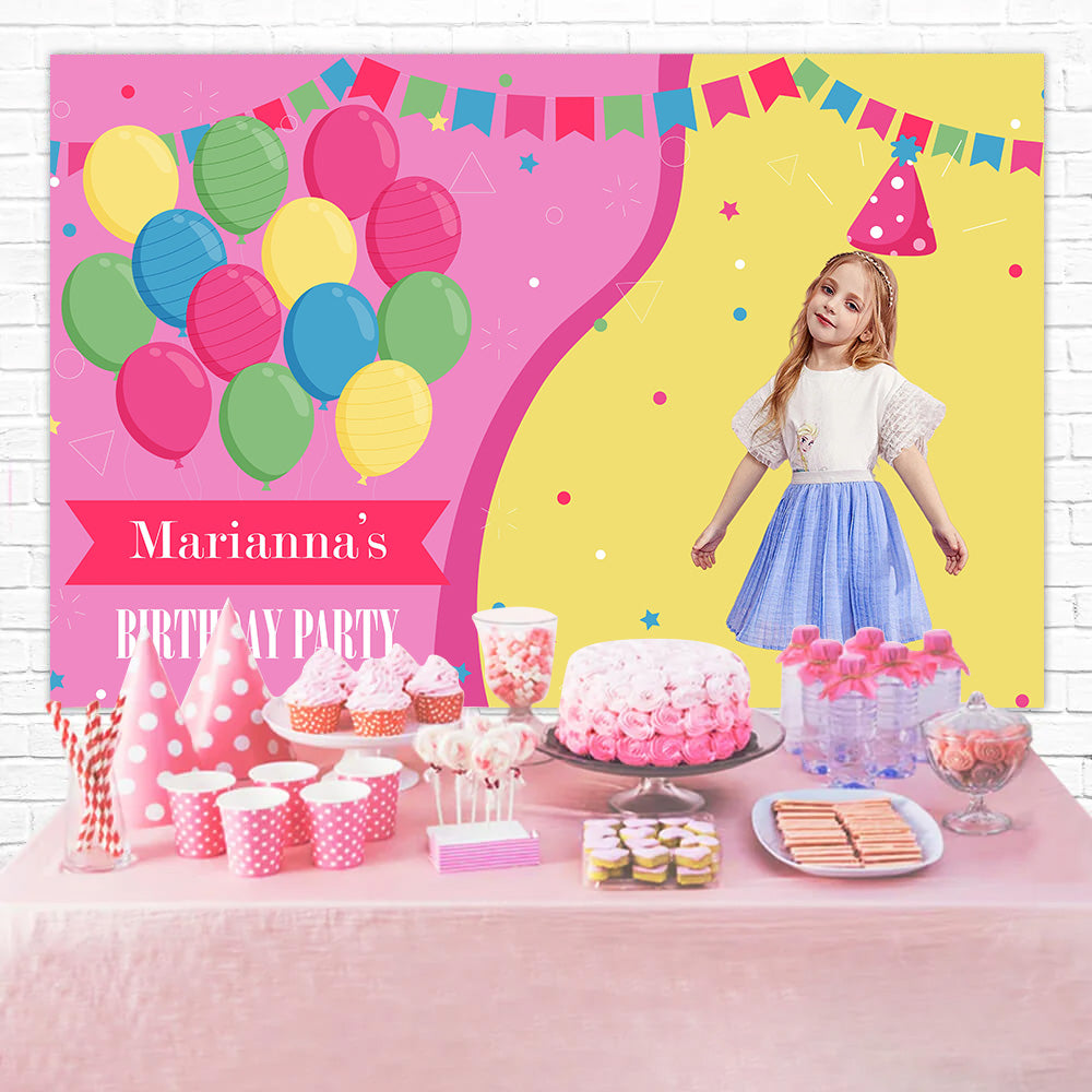 Toile de fond Anniversaire Personnalisé Ballons Colorés Fête MRR3-18