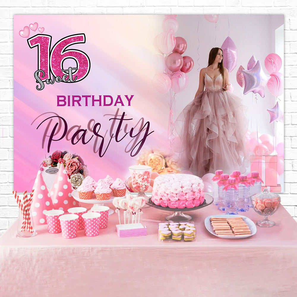Toile de fond Deco Anniversaire Glamour Rose Sweet 16 MRR3-2