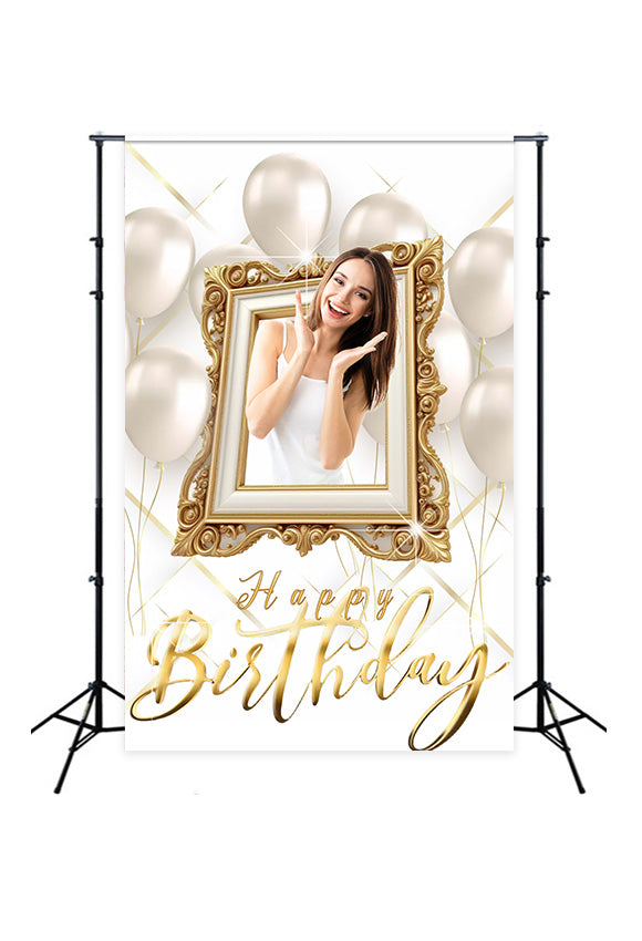 Toile de fond Photo Anniversaire Ballons Cadre Doré MRR3-26