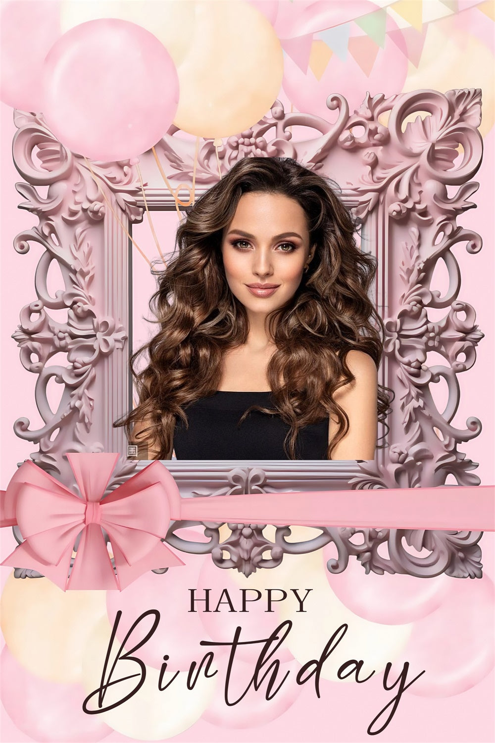 Toile de fond Photo Anniversaire Cadre Floral Luxueux MRR3-30