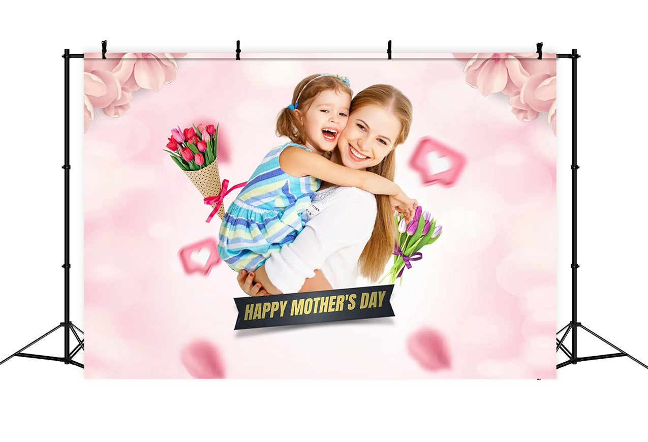 Toile de fond Fête des Mères Amour Rose Floral Personnalisée MRR3-31