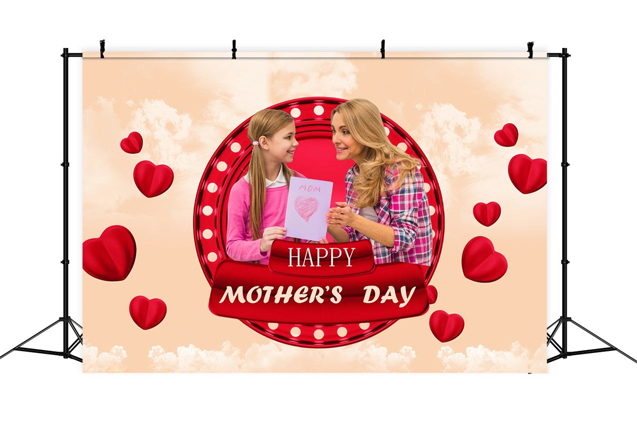 Toile de fond Fête des Mères Cœurs Rouges Chaleureux Personnalisée MRR3-33