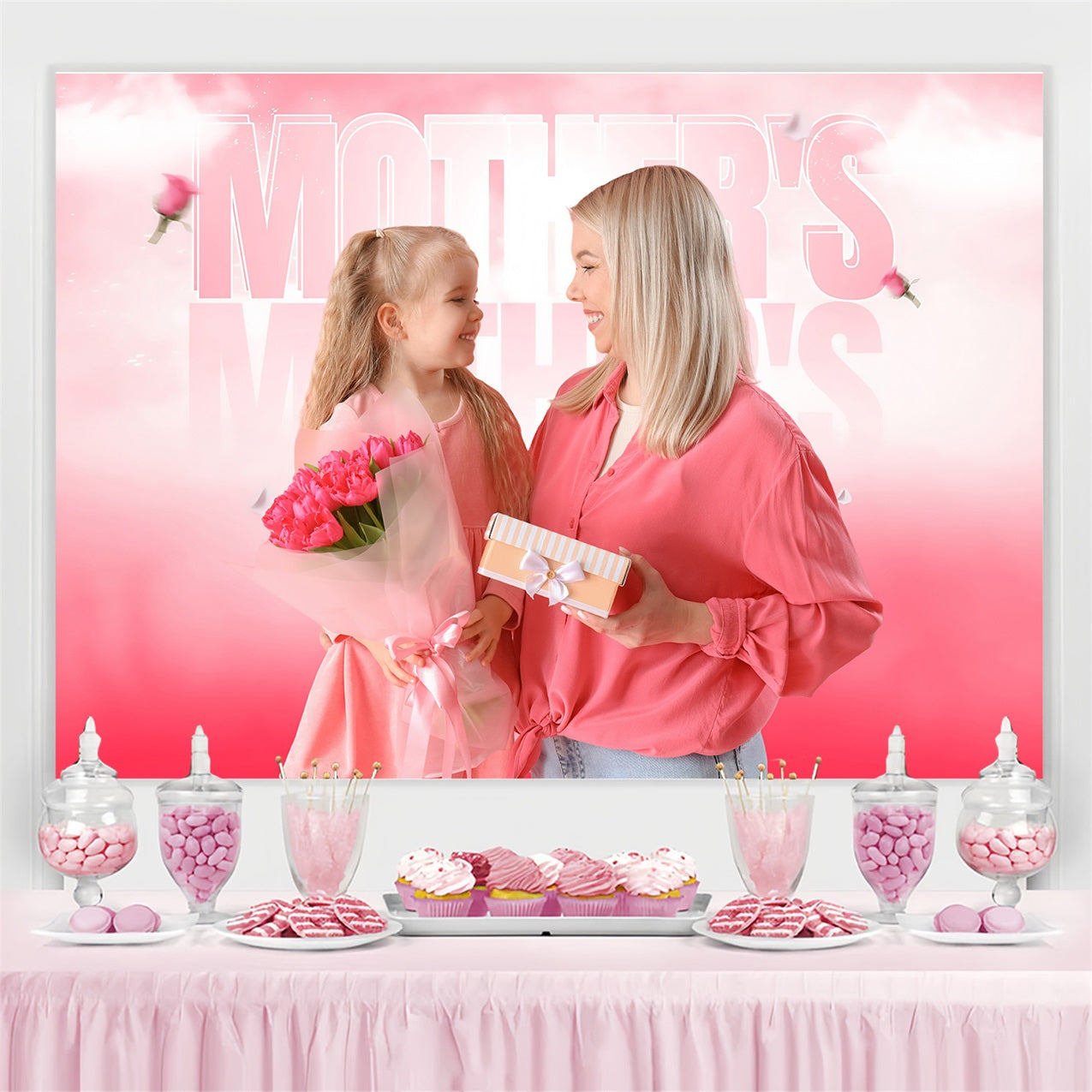 Toile de fond Fête des Mères Roses Roses Félicité Personnalisée MRR3-37