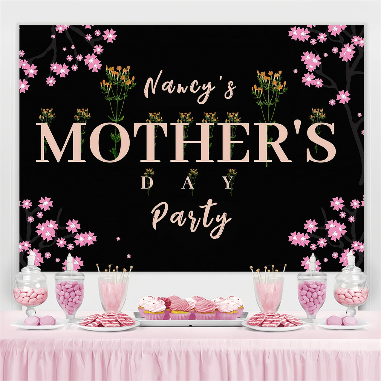 Toile de fond Fête des Mères Floral Sombre Élégant Personnalisée MRR3-40