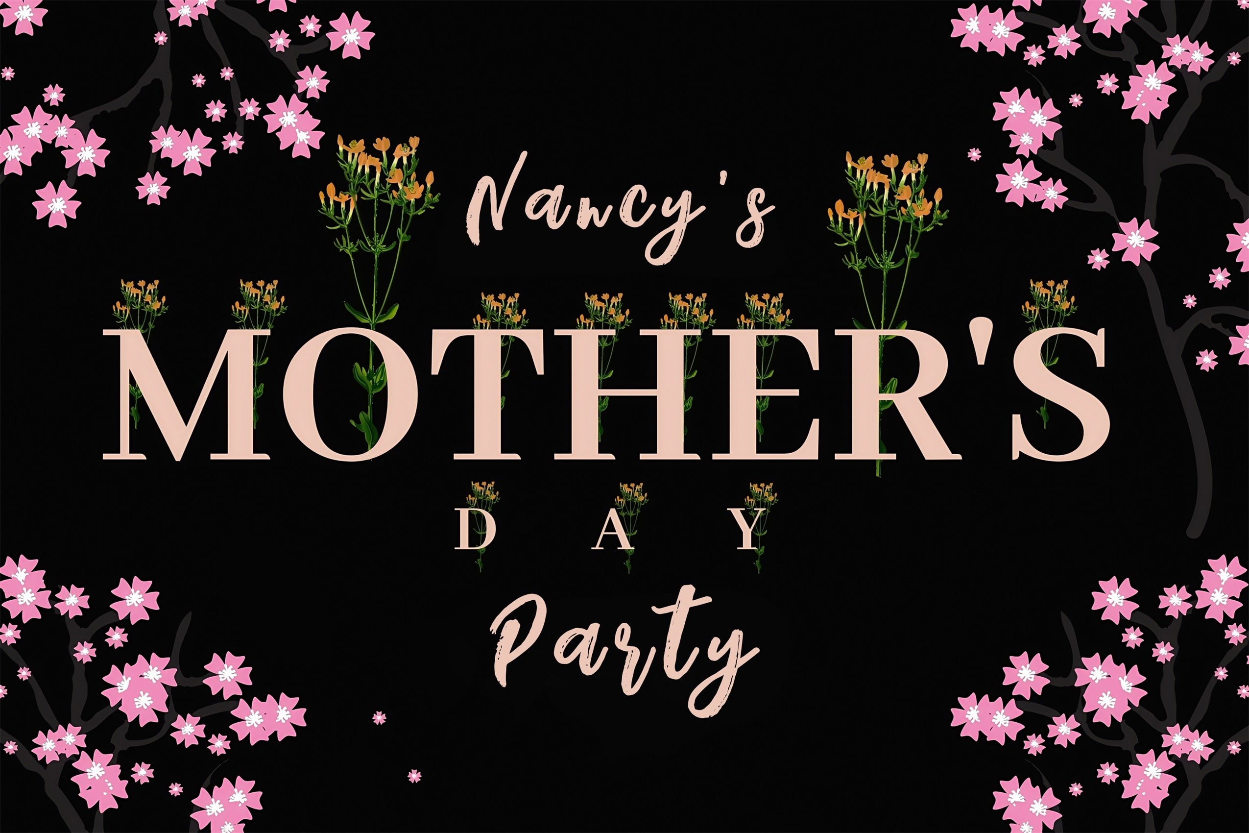 Toile de fond Fête des Mères Floral Sombre Élégant Personnalisée MRR3-40