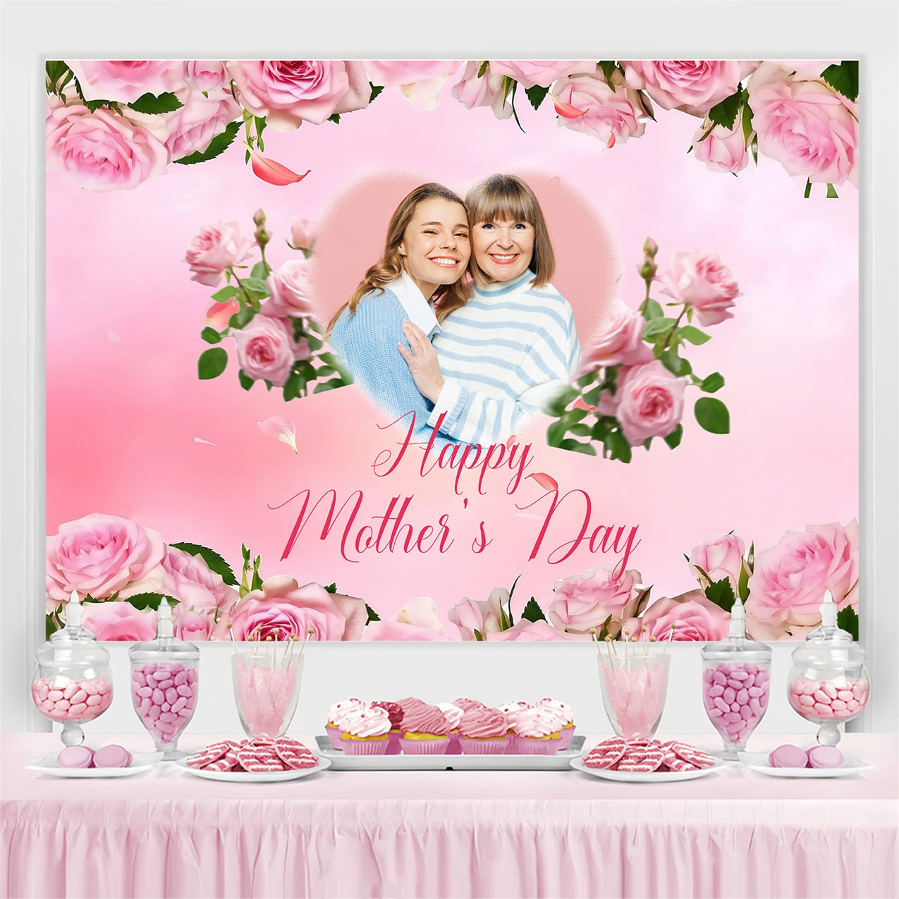 Toile de fond Fête des Mères Roses Roses Amour Personnalisée MRR3-42