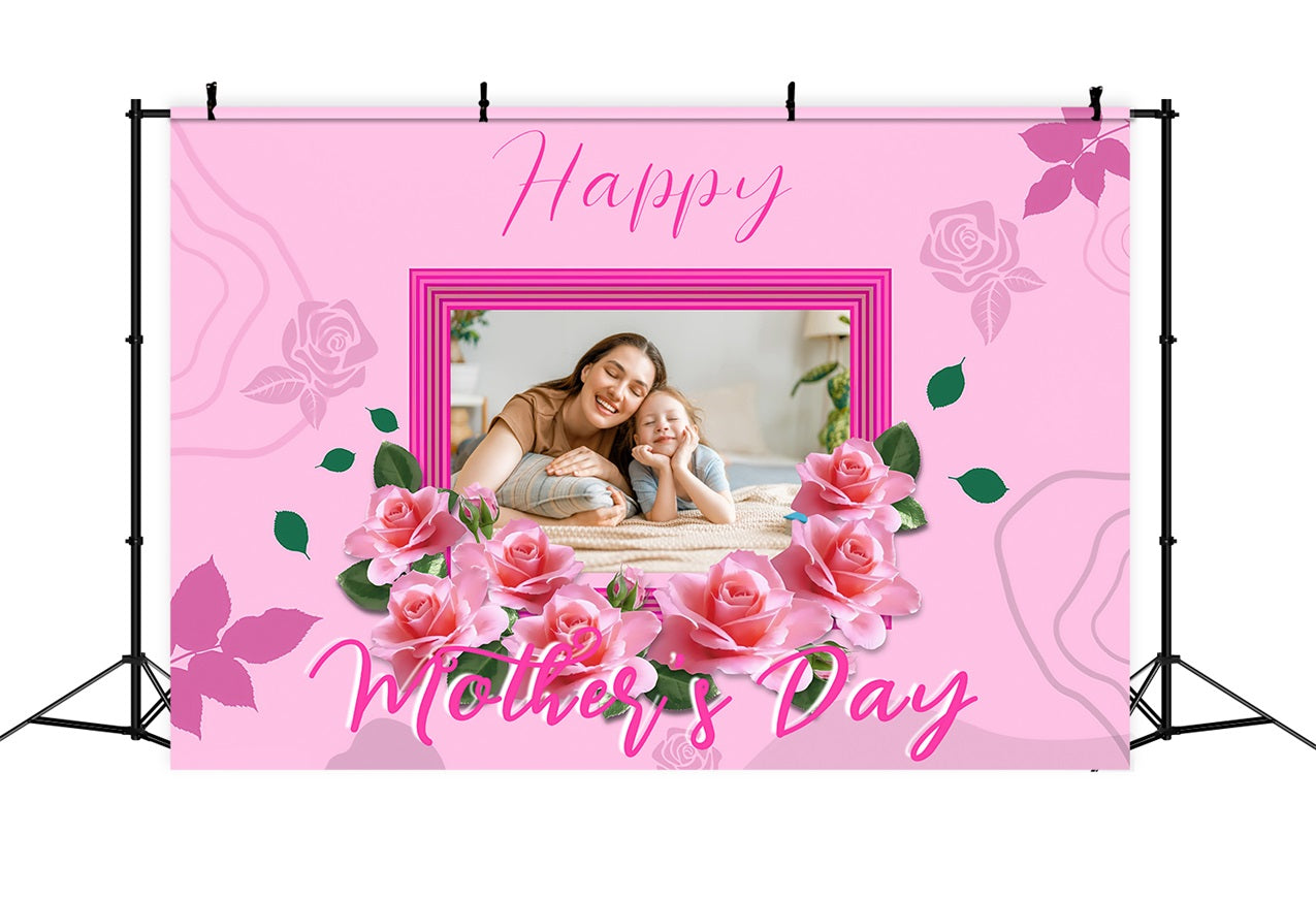 Toile de fond Fête des Mères Cadre Roses Roses Personnalisée MRR3-48
