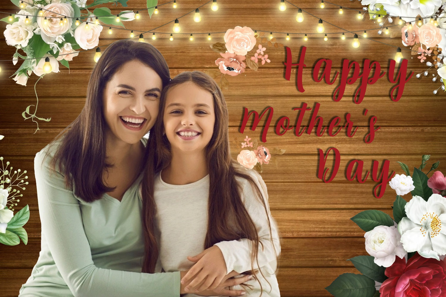 Toile de fond Fête des Mères Lumières Scintillantes Fleurs Personnalisée MRR3-49