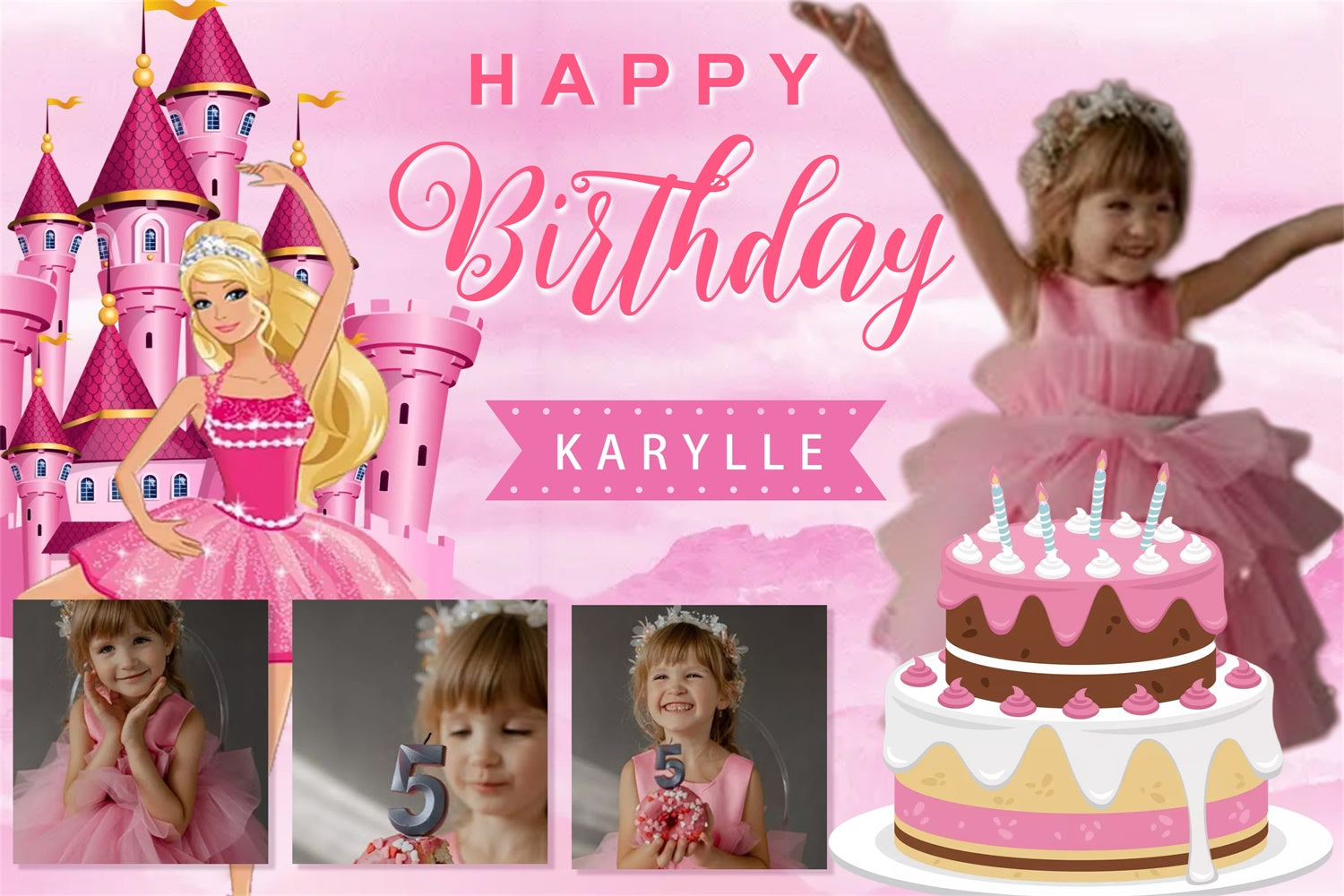 Toile de fond Photo Anniversaire Château Magique Rêve MRR3-5