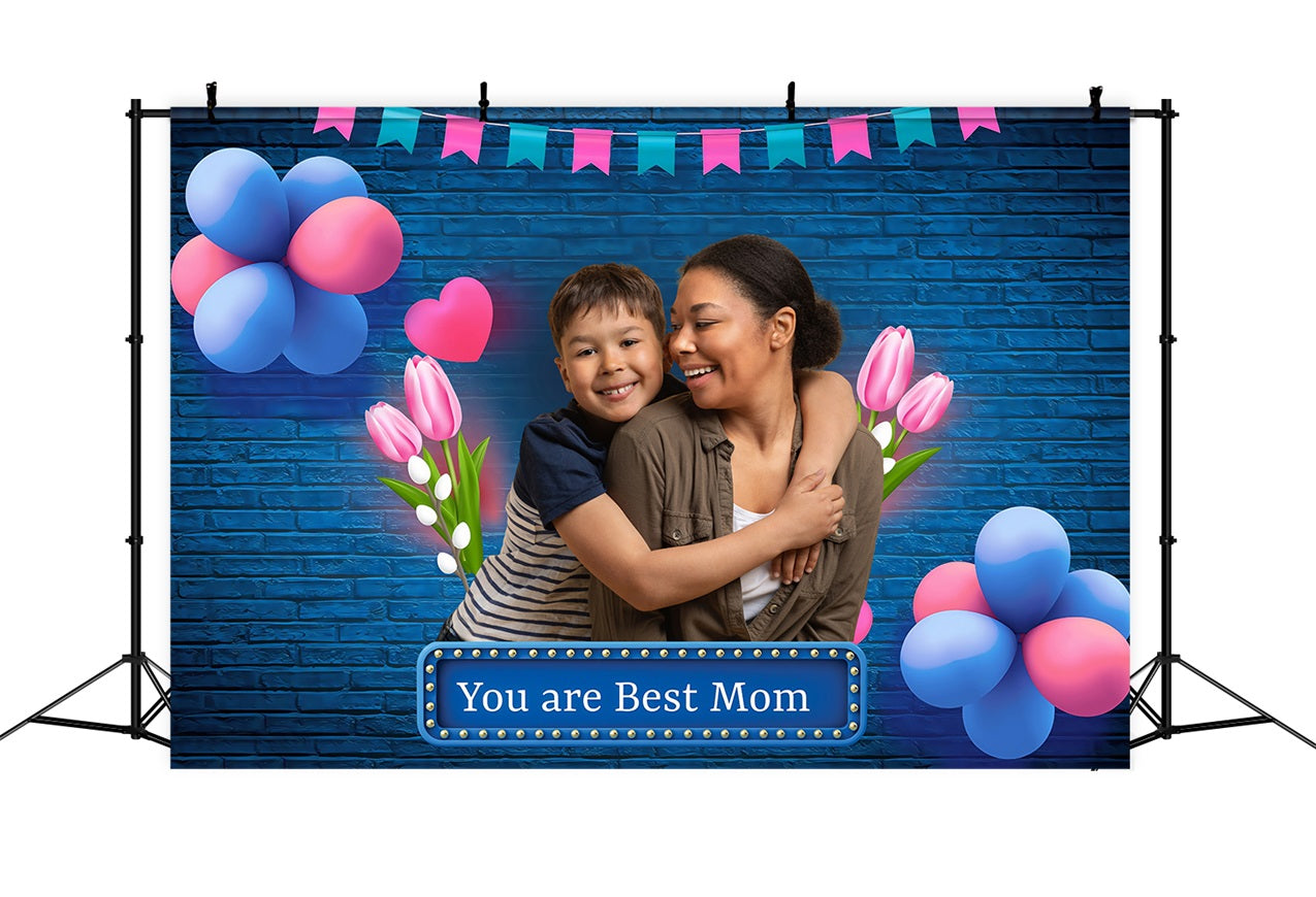 Toile de fond Fête des Mères Tulipes Ballons Célébration Personnalisée MRR3-51