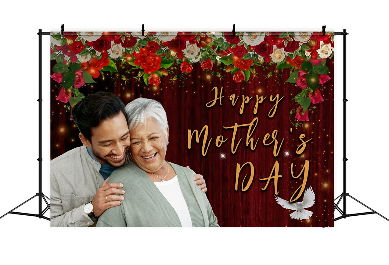 Toile de fond Fête des Mères Roses Fleurissantes Famille Personnalisée MRR3-57