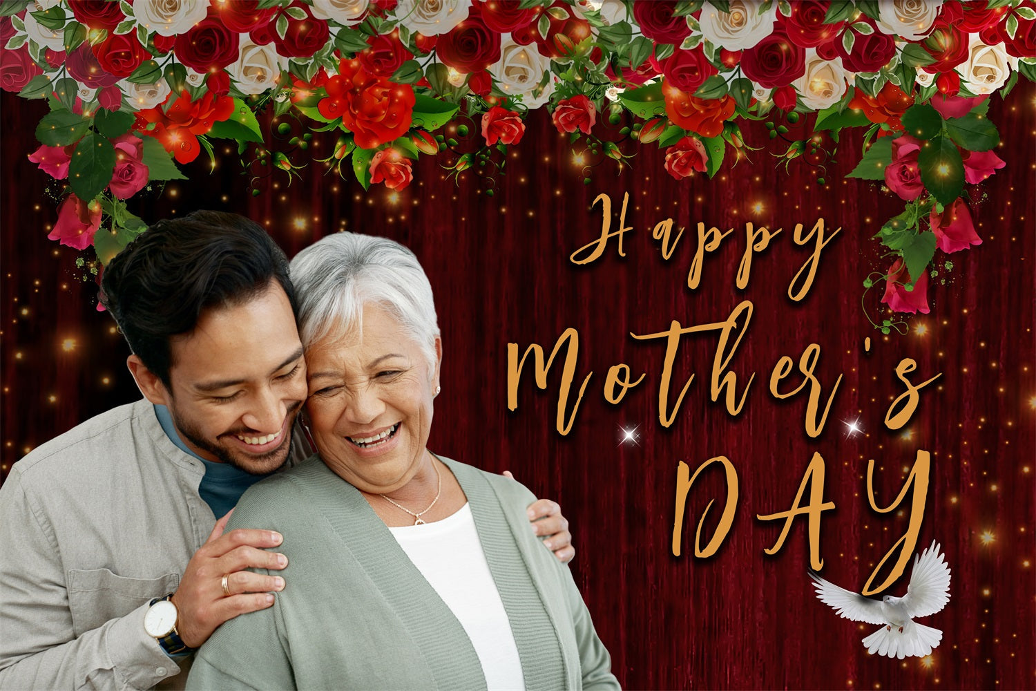 Toile de fond Fête des Mères Roses Fleurissantes Famille Personnalisée MRR3-57