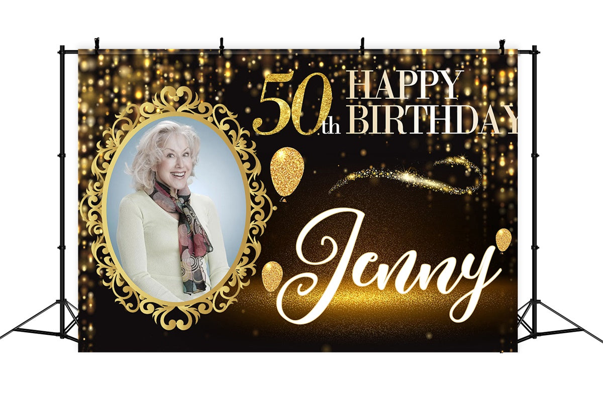 Toile de fond Deco Anniversaire Glamour Or 50ème MRR3-6