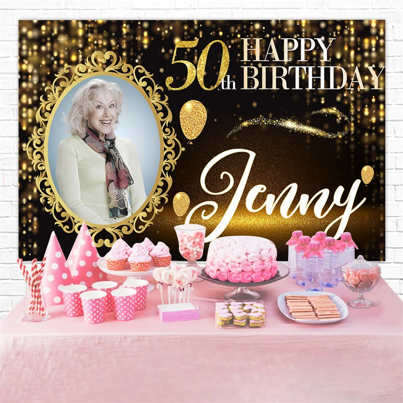 Toile de fond Deco Anniversaire Glamour Or 50ème MRR3-6
