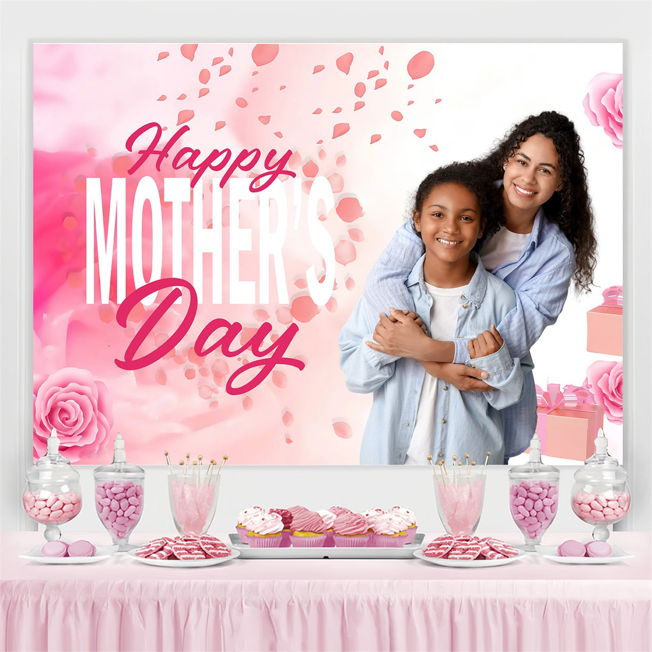 Toile de fond Fête des Mères Cadeau Floral Rose Personnalisée MRR3-60