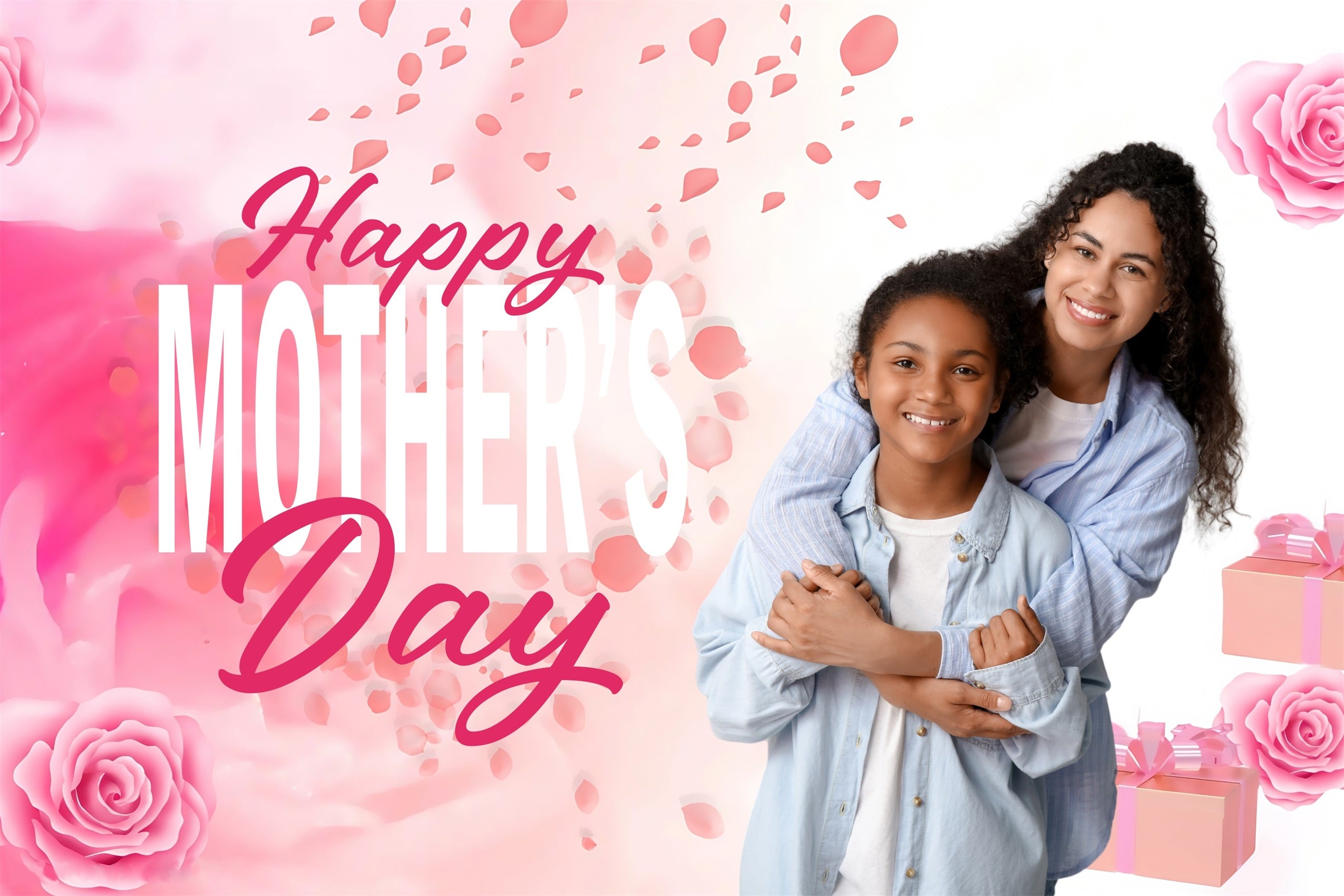 Toile de fond Fête des Mères Cadeau Floral Rose Personnalisée MRR3-60