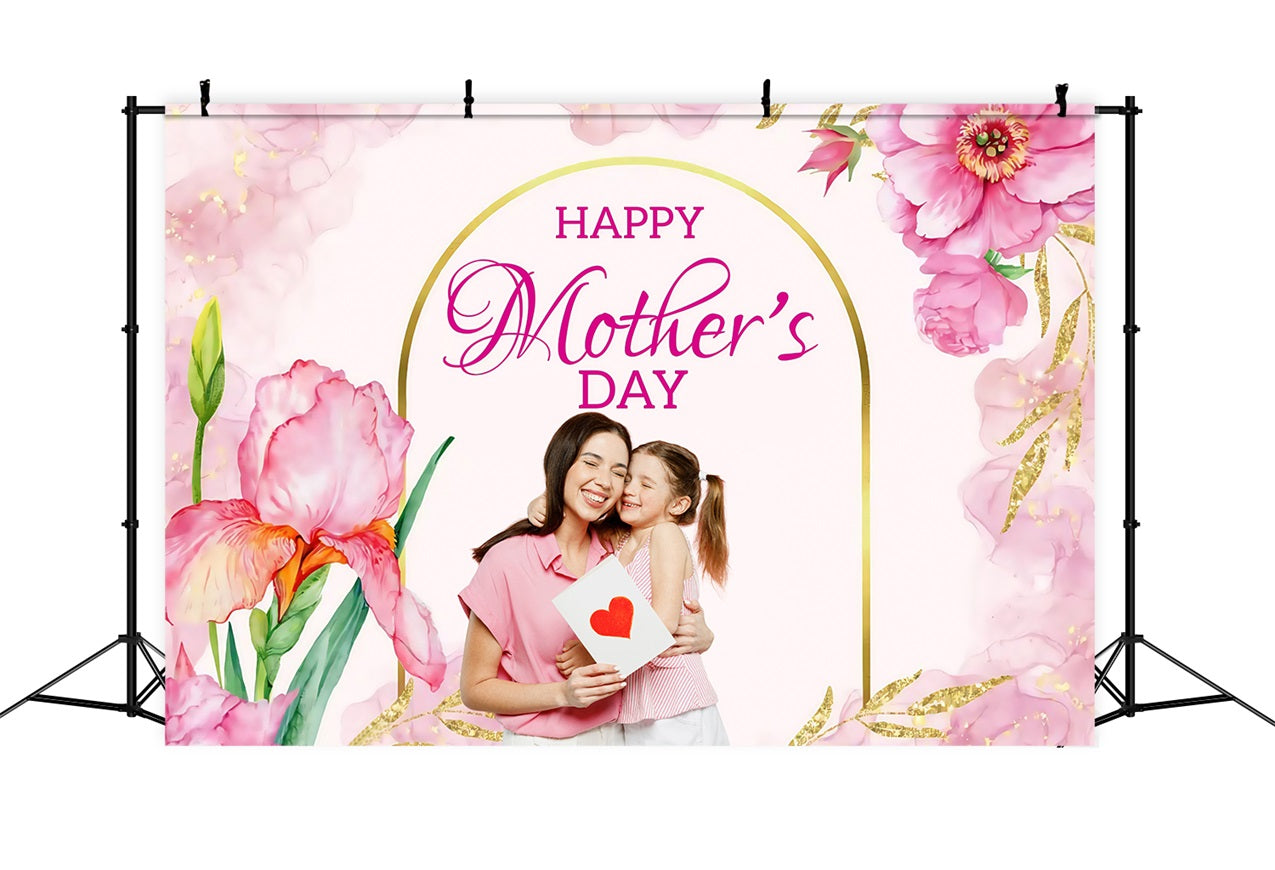 Toile de fond Fête des Mères Arche Dorée Fleurie Personnalisée MRR3-65